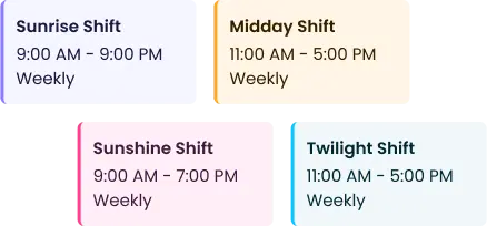 Plan and Organize Team Work Hours with Shifts Scheduling Plan and organize team work hours with shifts scheduling and real-time adjustments
